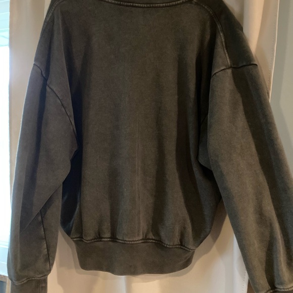 GAP Green Fleece Bomber Zip up Vintage Soft Relaxed Large Jacket Sweatshirt EUC! - Picture 8 of 10